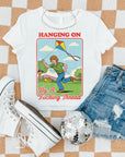 Hanging On By A Fucking Thread - Women's Cropped Baby Tee
