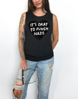It's Ok to Punch Nazis!- Women's Flowy Muscle Tank