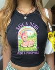 Save a Deer Hunt a Pedophile - Women's Fitted Micro Rib Tank