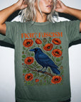 Fight Fascism Comfort Colors Shirt, Raven Poppy Floral Tee, Pro Democracy T-Shirt, Political Protest Shirt, Social Justice Graphic Tee,
