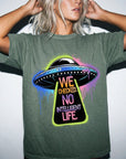 We Checked No Intelligent Life Shirt, Funny UFO Alien Tee, Sarcastic Graffiti T-Shirt, Funny Sci Fi Humor Shirt, Comfort Colors Tee