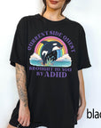 Funny ADHD Orca Comfort Colors Graphic Tee, Current Side Quest Shirt, Rainbow Whale Shirt, ADHD Awareness Tee, Neurodivergent Gift