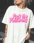 Fuck The Patriarchy Comfort Colors Graphic Tee, Feminist Shirt, Retro Pink Bubble Text Tee, Bold Statement Shirt, Girl Power Gift