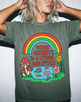 Your Anxiety Is A Lying A** Bitch Comfort Colors Tee -Trippy Mushroom Rainbow Shirt, Funny Mental Health T-Shirt, Retro Positivity