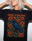 Fight Fascism Comfort Colors Shirt, Raven Poppy Floral Tee, Pro Democracy T-Shirt, Political Protest Shirt, Social Justice Graphic Tee,
