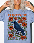 Fight Fascism Comfort Colors Shirt, Raven Poppy Floral Tee, Pro Democracy T-Shirt, Political Protest Shirt, Social Justice Graphic Tee,