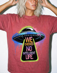 We Checked No Intelligent Life Shirt, Funny UFO Alien Tee, Sarcastic Graffiti T-Shirt, Funny Sci Fi Humor Shirt, Comfort Colors Tee
