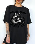 Outside I Skrrt But Inside I Hurt Shirt, Funny Raccoon Meme Tee, Sarcastic Mental Health T-Shirt, Trash Panda Shirt, Comfort Colors Tee