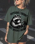 Outside I Skrrt But Inside I Hurt Shirt, Funny Raccoon Meme Tee, Sarcastic Mental Health T-Shirt, Trash Panda Shirt, Comfort Colors Tee