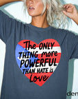 Puerto Rico Flag Heart Comfort Colors Graphic Tee, Love Over Hate Shirt, Puerto Rican Pride Tee, Boricua Gift Shirt, Cultural Heritage Tee