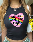Big Fan of Human Rights - Women's Fitted Micro Rib Tank