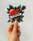 Coffee Heart  - Waterproof Vinyl Sticker