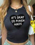 It's Ok to Punch Nazis - Women's Fitted Micro Rib Tank
