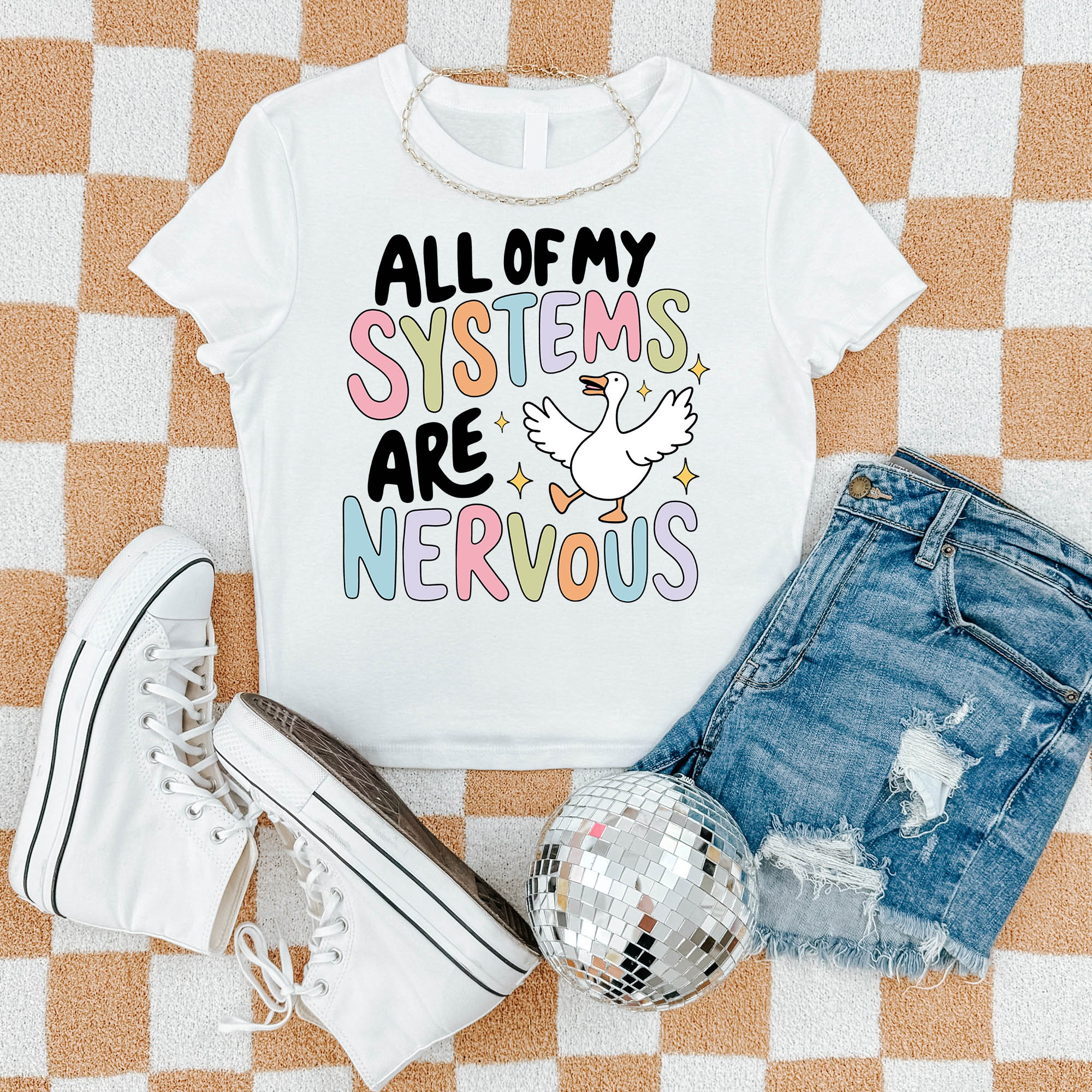 All Of My Systems Are Nervous - Women's Cropped Baby Tee