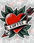 Coffee Heart  - Waterproof Vinyl Sticker