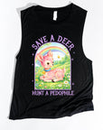 Save a Deer Hunt a Pedophile - Women's Flowy Muscle Tank