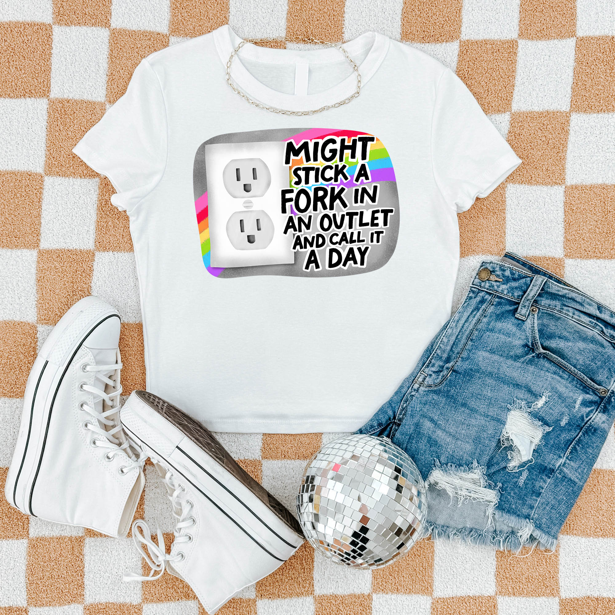 Might Stick A Fork In An Outlet And Call It A Day - Women's Cropped Baby Tee