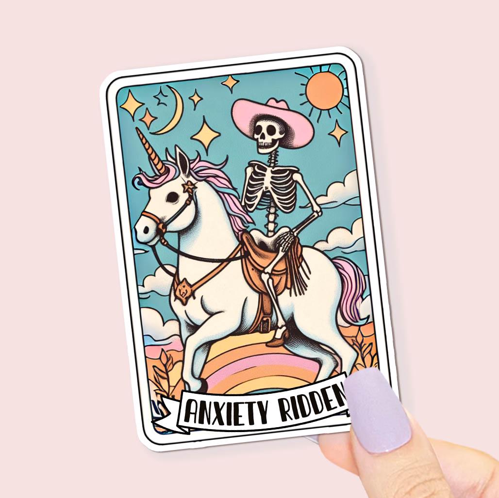 Anxiety Ridden - Vinyl Water Resistant Sticker, Laptop Sticker, Phone Sticker, Water Bottle Sticker, Cute Decal