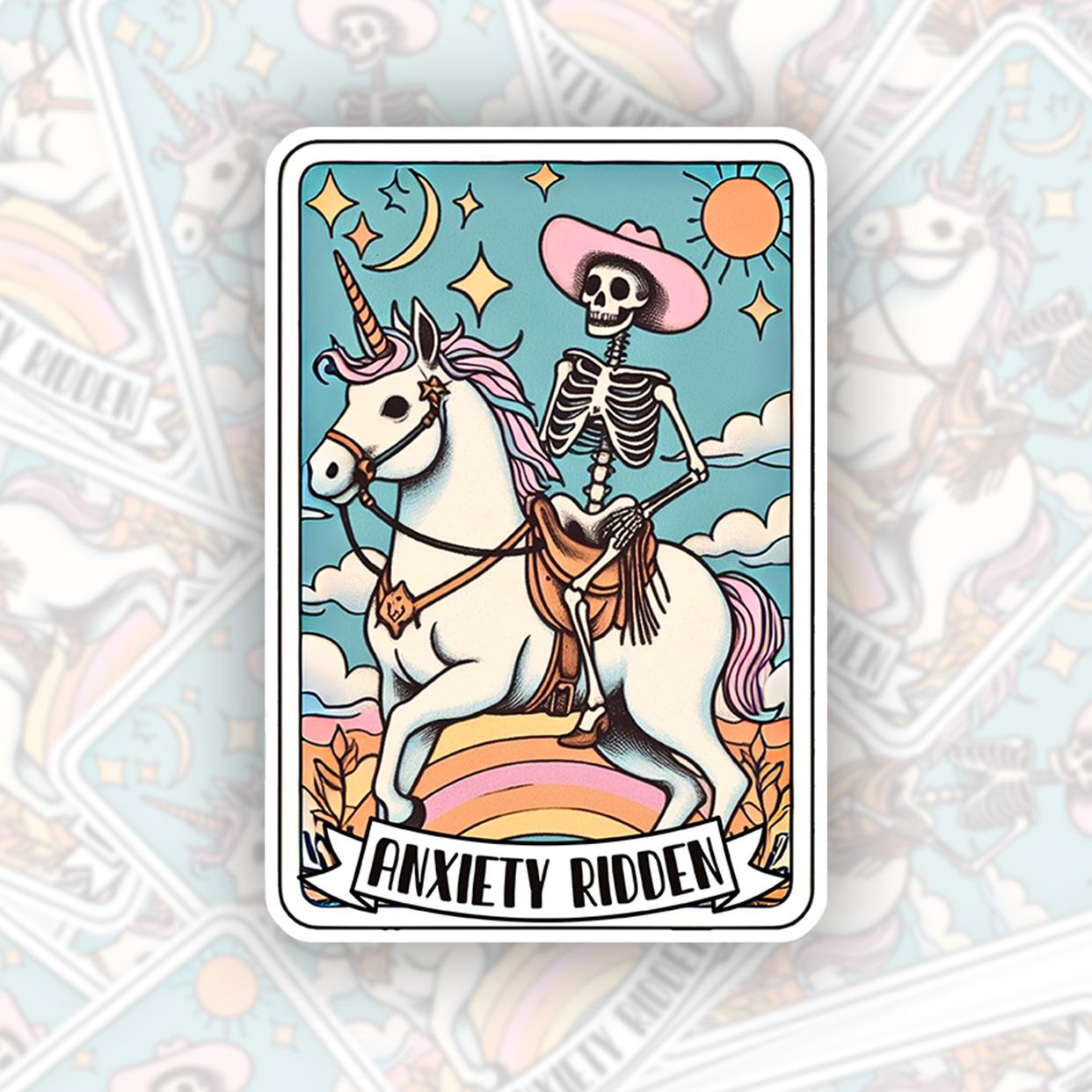 Anxiety Ridden - Vinyl Water Resistant Sticker, Laptop Sticker, Phone Sticker, Water Bottle Sticker, Cute Decal