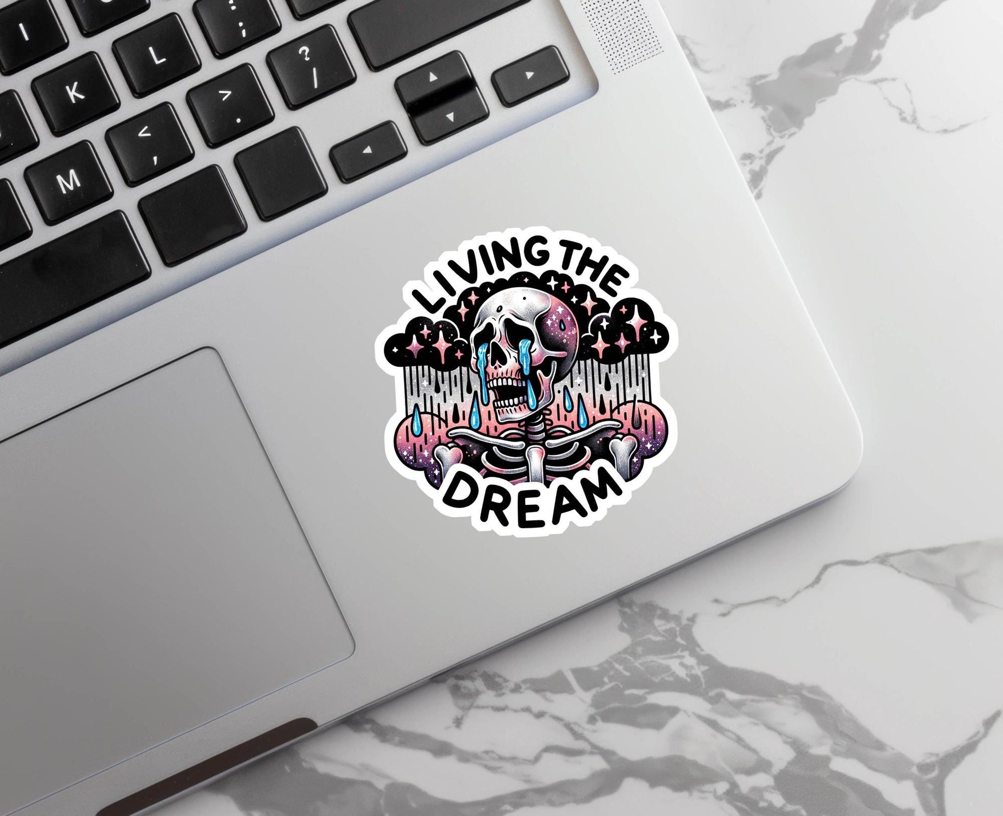 Living the Dream - Vinyl Water Resistant Sticker, Laptop Sticker, Phone Sticker, Water Bottle Sticker