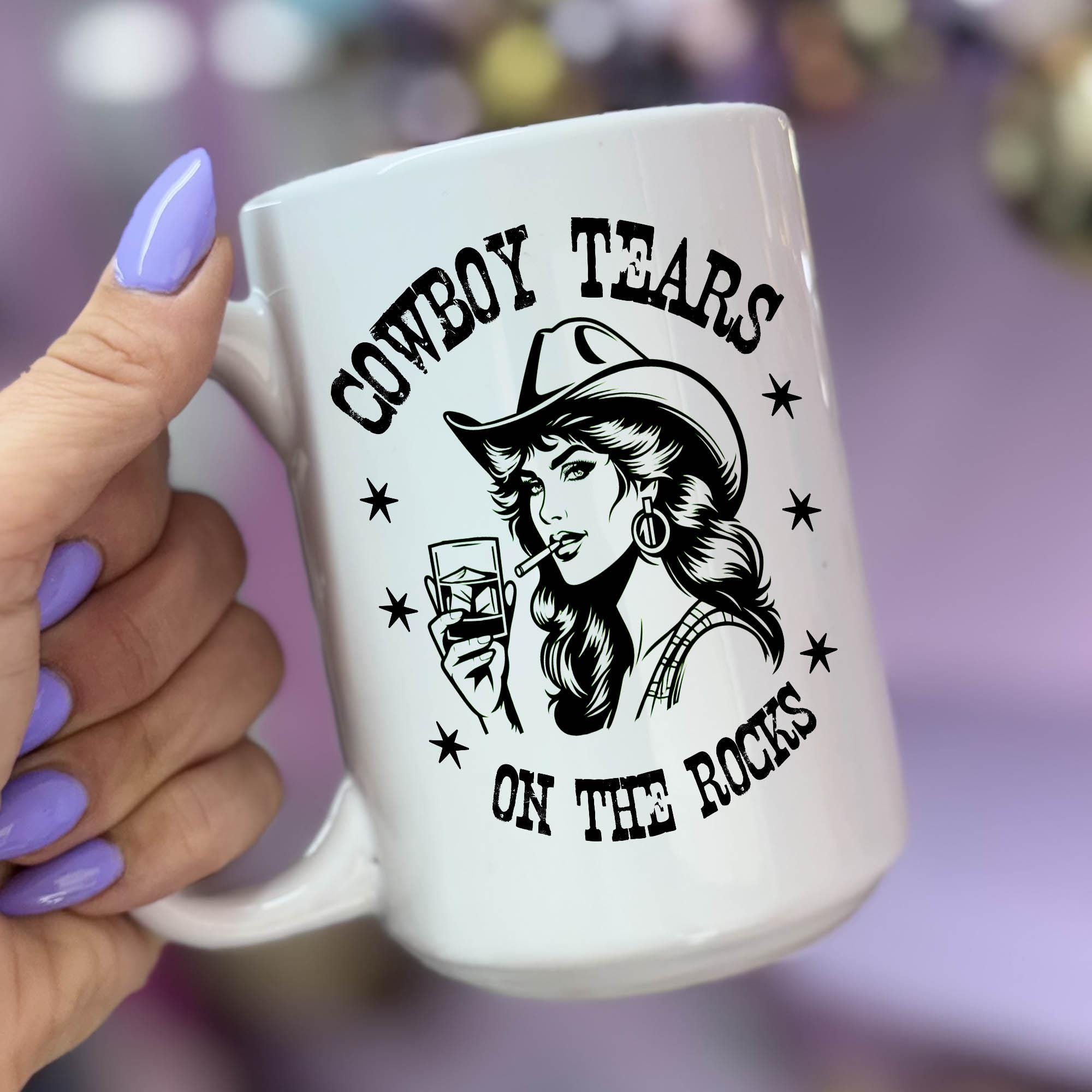 Cowboy Tears on the Rocks - Ceramic Coffee Mug 11 or 15 oz, Funny Coffee Mug, Gift under 25, Coworker Gift
