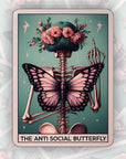 The Anti Social Butterfly - Vinyl Water Resistant Sticker, Laptop Sticker, Phone Sticker, Water Bottle Sticker, Cute Decal