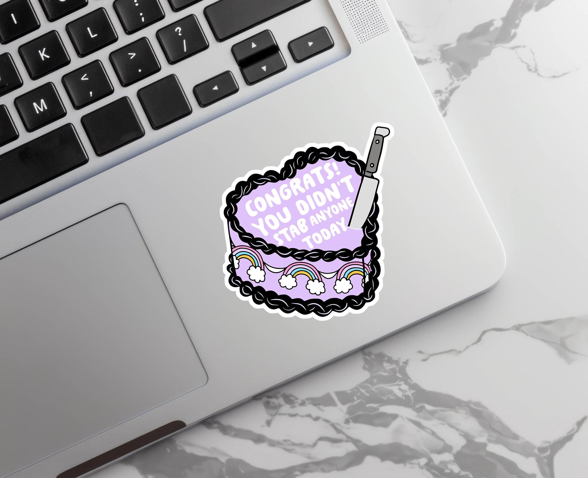 Congrats, You Didn't Stab Anyone Today - Vinyl Water Resistant Sticker, Laptop Sticker, Phone Sticker, Water Bottle Sticker, Cute Decal