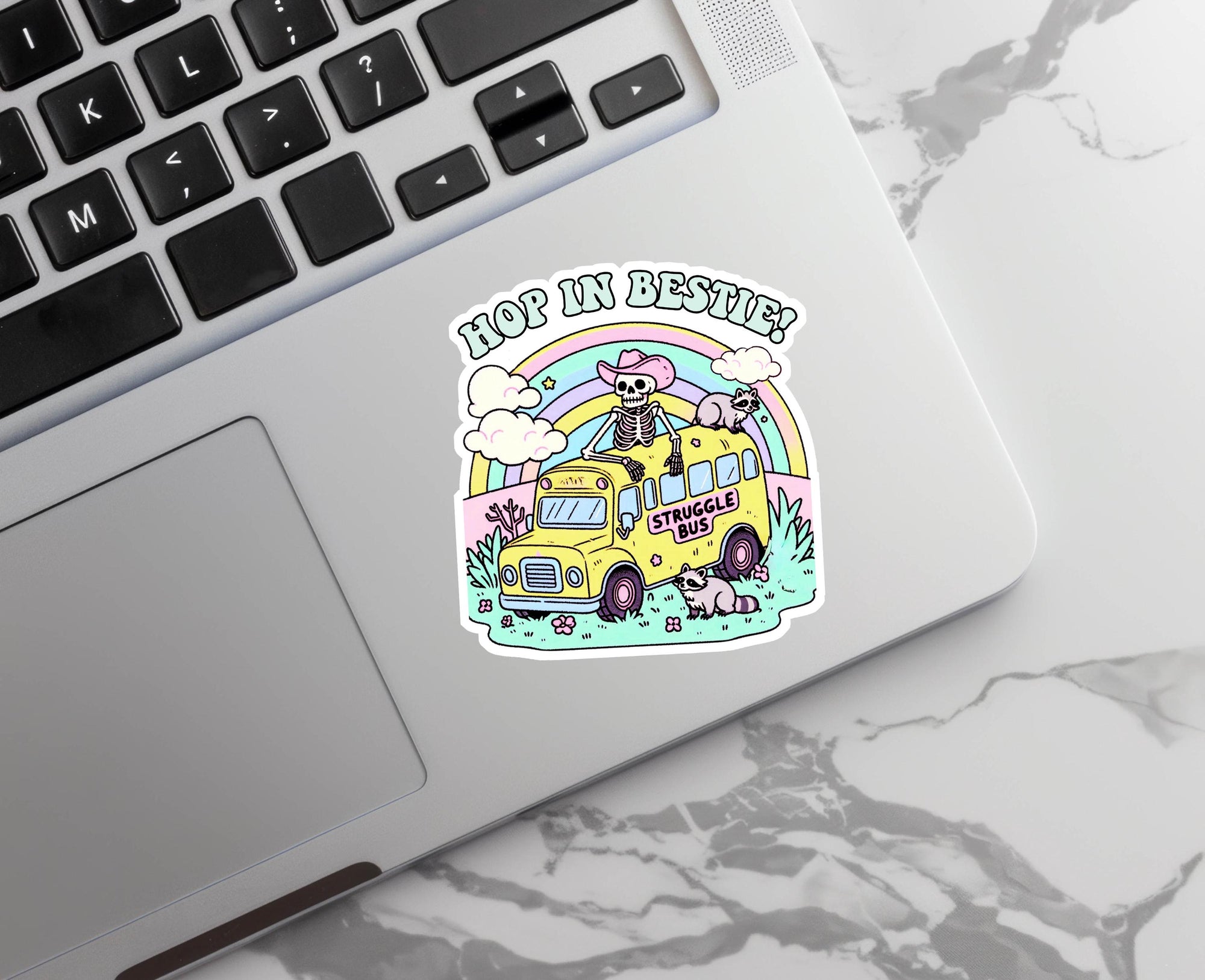Hop in Bestie! Struggle Bus - Vinyl Water Resistant Sticker, Laptop Sticker, Phone Sticker, Water Bottle Sticker, Cute Decal
