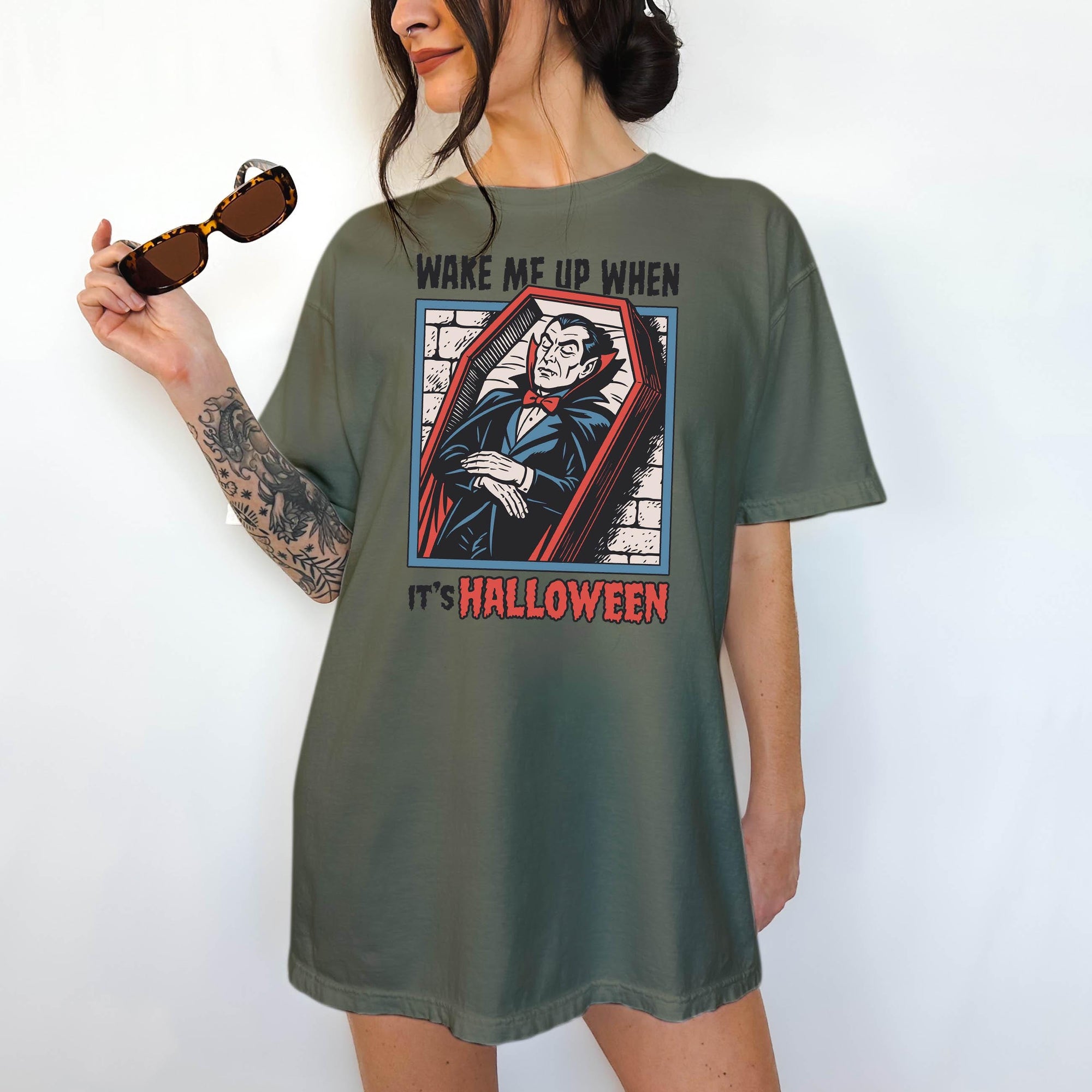 Wake Me Up When It's Halloween - Comfort Colors T-shirt, Funny Shirt, Dark Humor