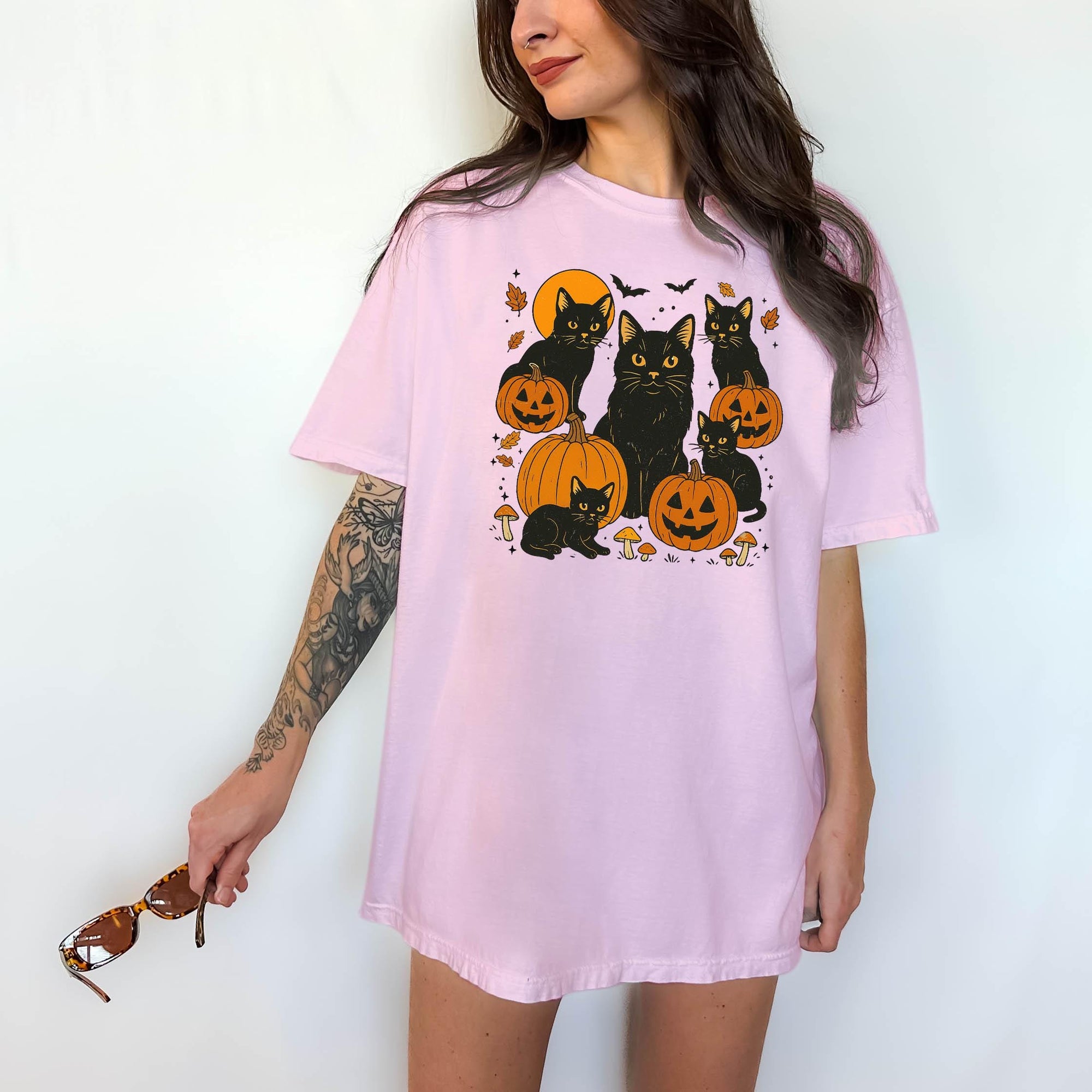 Black Cats on Pumpkins - Comfort Colors T-shirt, Funny Shirt, Dark Humor