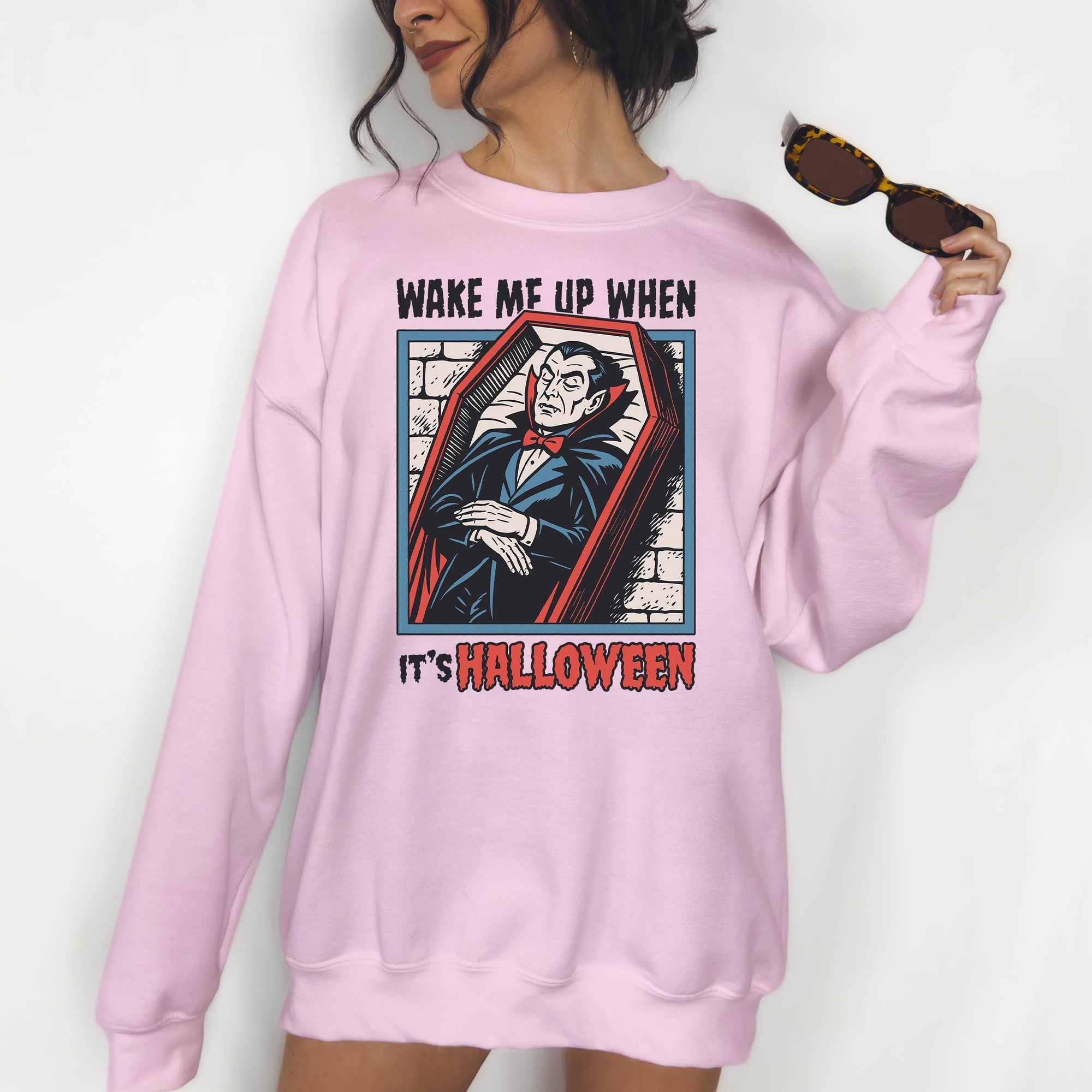 Wake Me Up When It's Halloween - Crewneck Sweatshirt or Hoodie