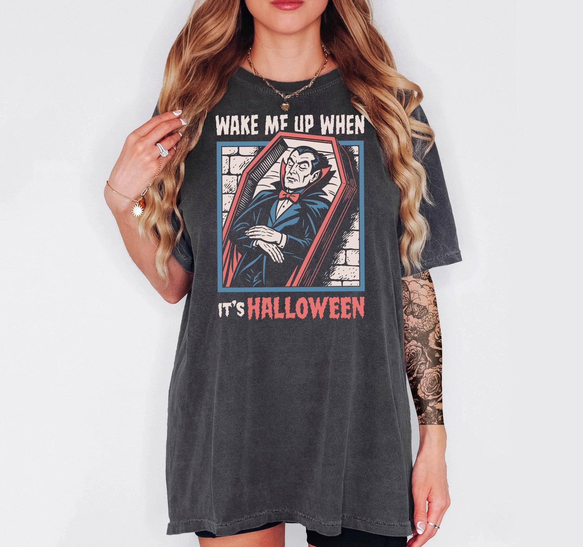 Wake Me Up When It&#39;s Halloween - Comfort Colors T-shirt, Funny Shirt, Dark Humor
