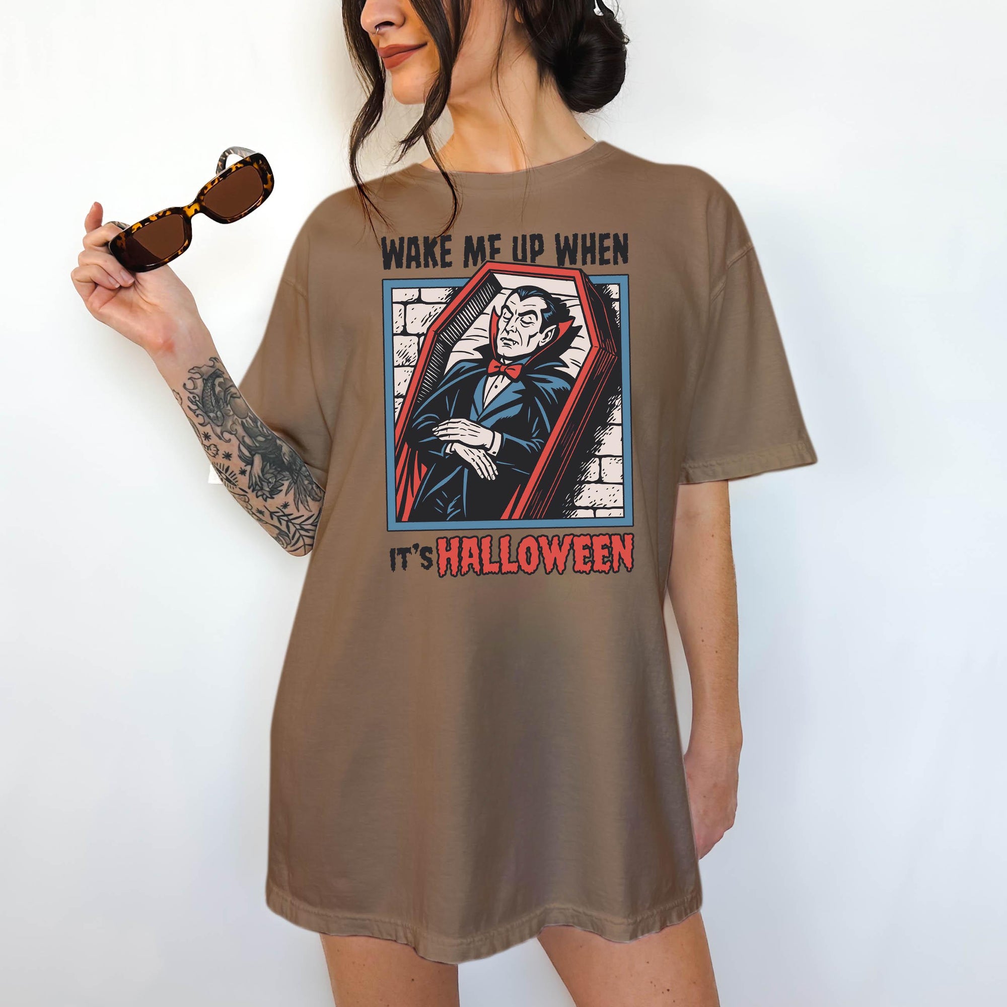 Wake Me Up When It's Halloween - Comfort Colors T-shirt, Funny Shirt, Dark Humor