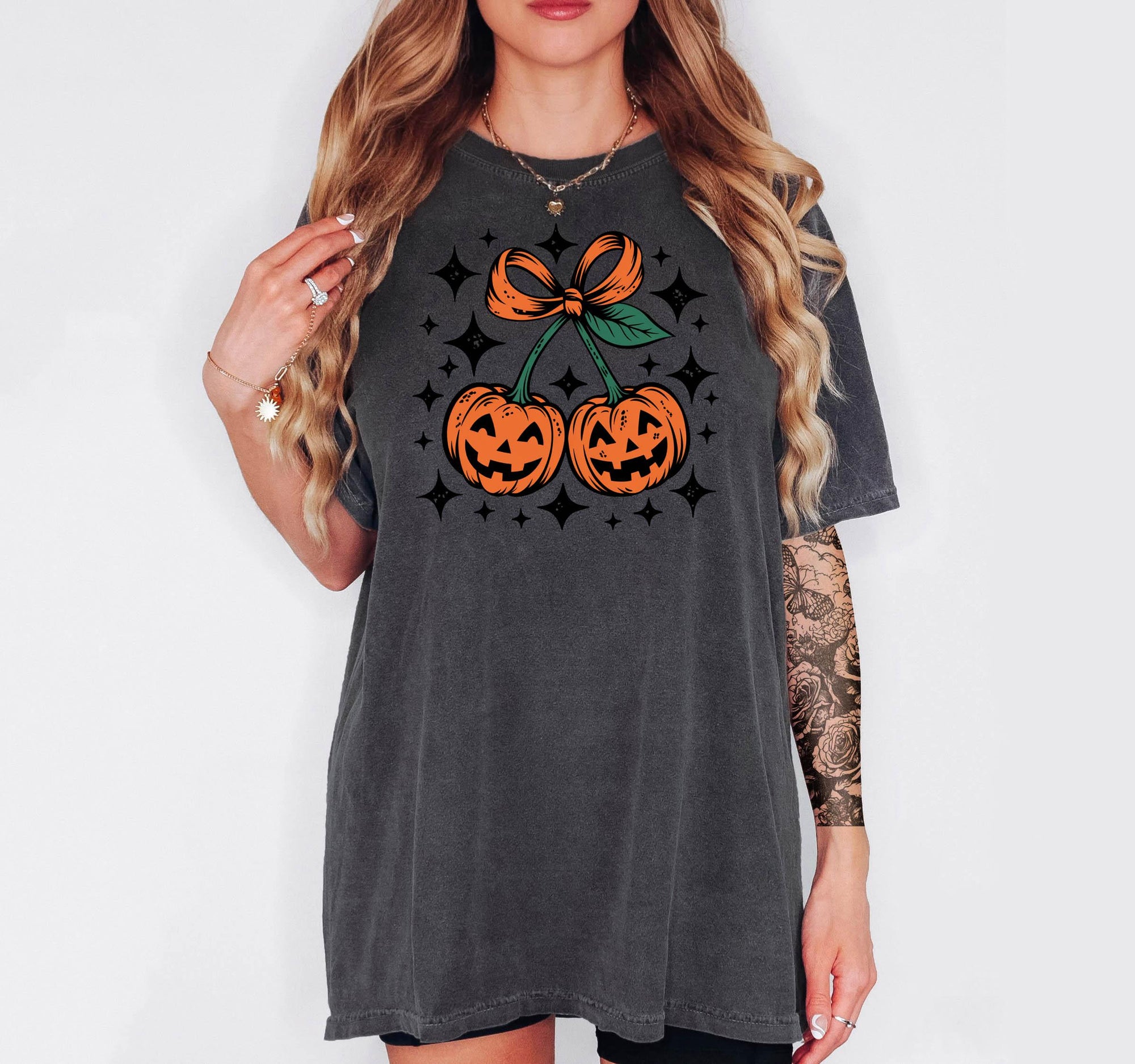 Smiling Pumpkins - Comfort Colors T-shirt, Funny Shirt, Dark Humor