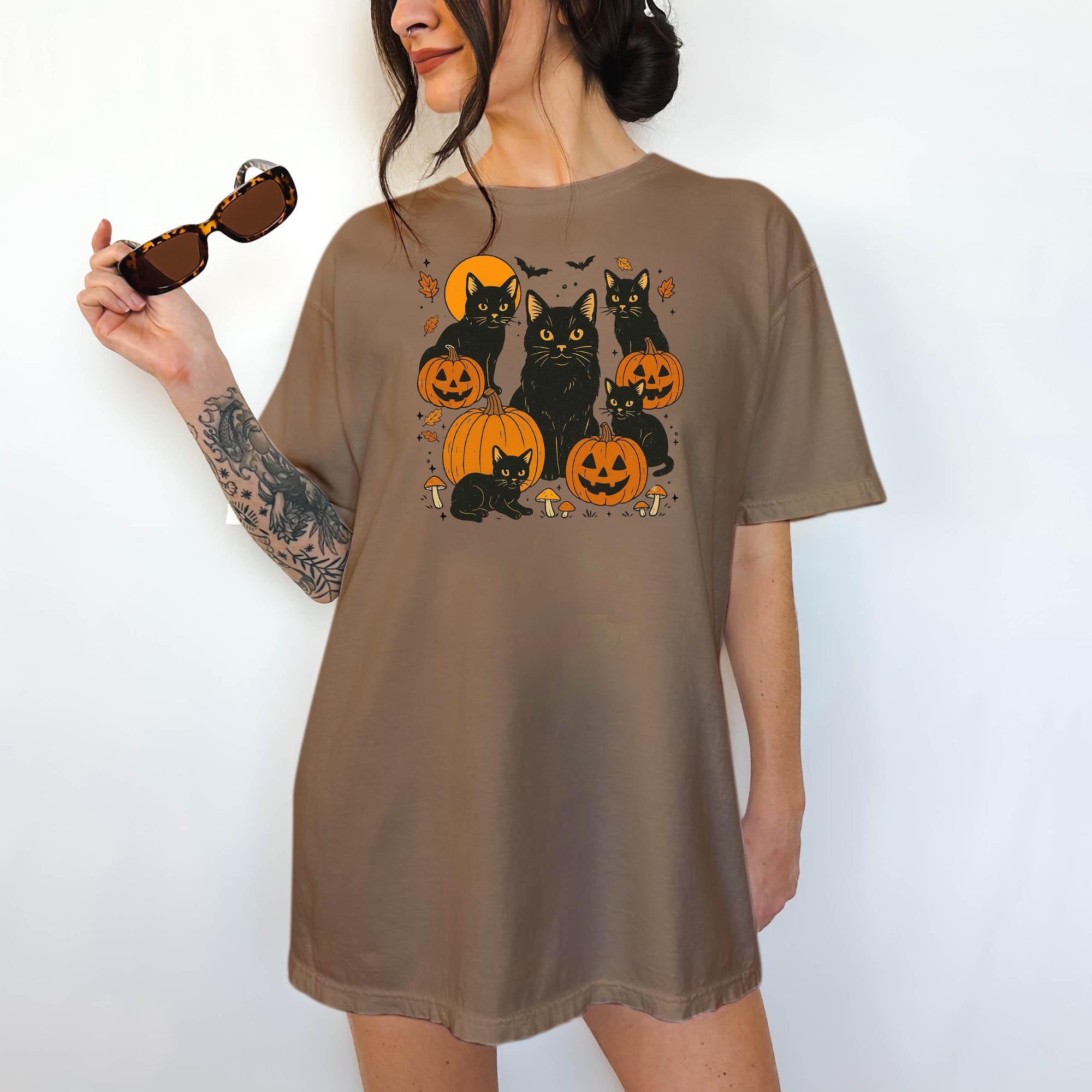 Black Cats on Pumpkins - Comfort Colors T-shirt, Funny Shirt, Dark Humor
