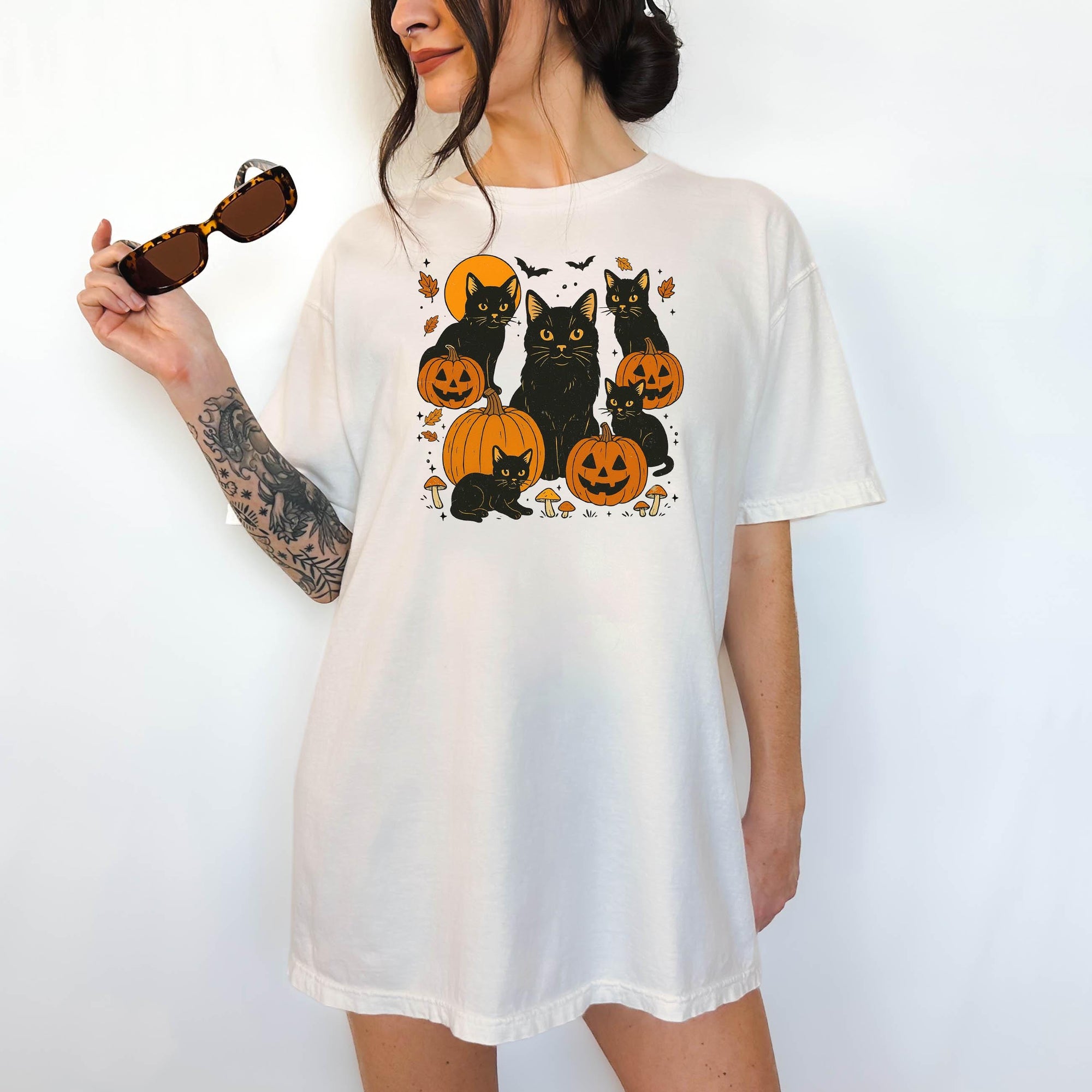 Black Cats on Pumpkins - Comfort Colors T-shirt, Funny Shirt, Dark Humor