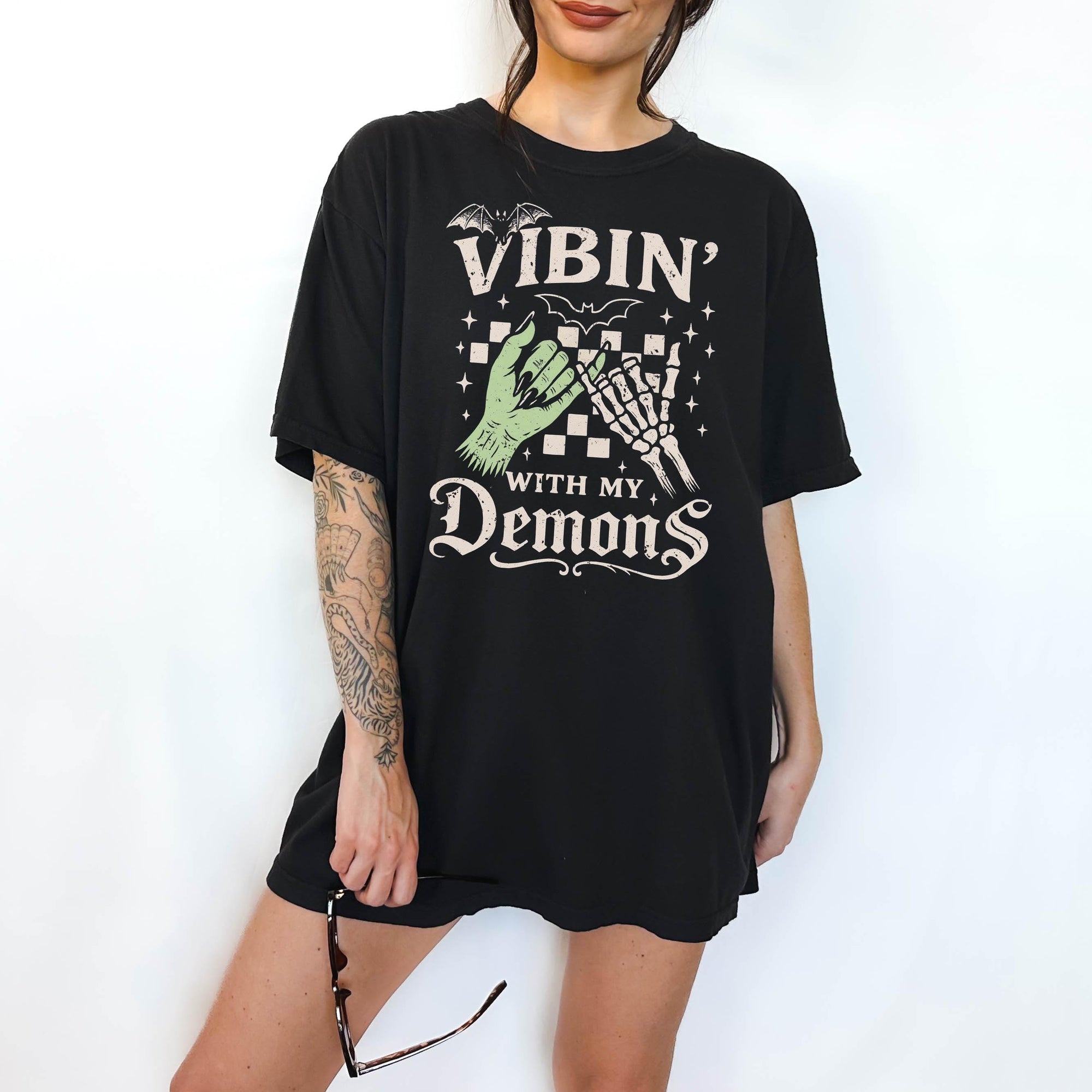 Vibin' With My Demons - Comfort Colors T-shirt, Funny Shirt, Dark Humor