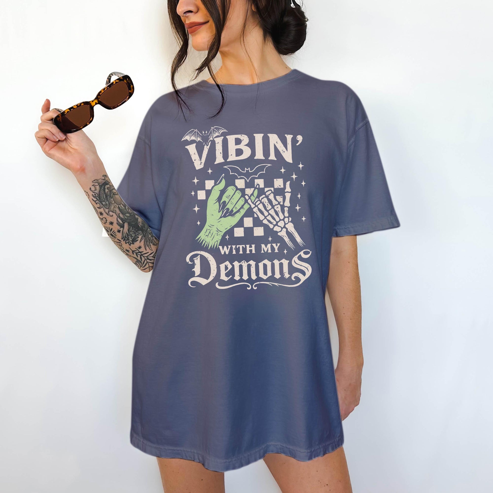 Vibin' With My Demons - Comfort Colors T-shirt, Funny Shirt, Dark Humor