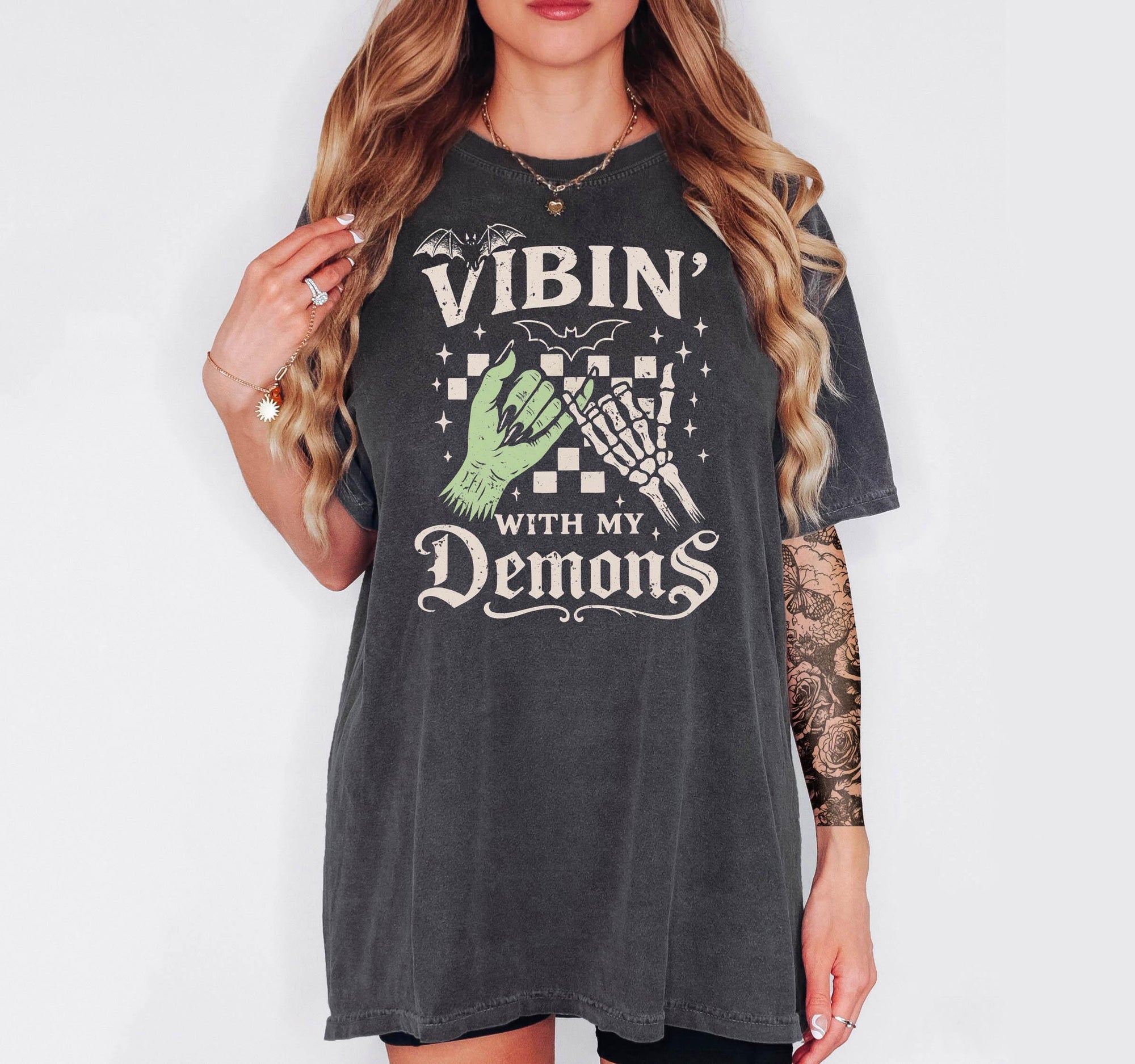 Vibin' With My Demons - Comfort Colors T-shirt, Funny Shirt, Dark Humor