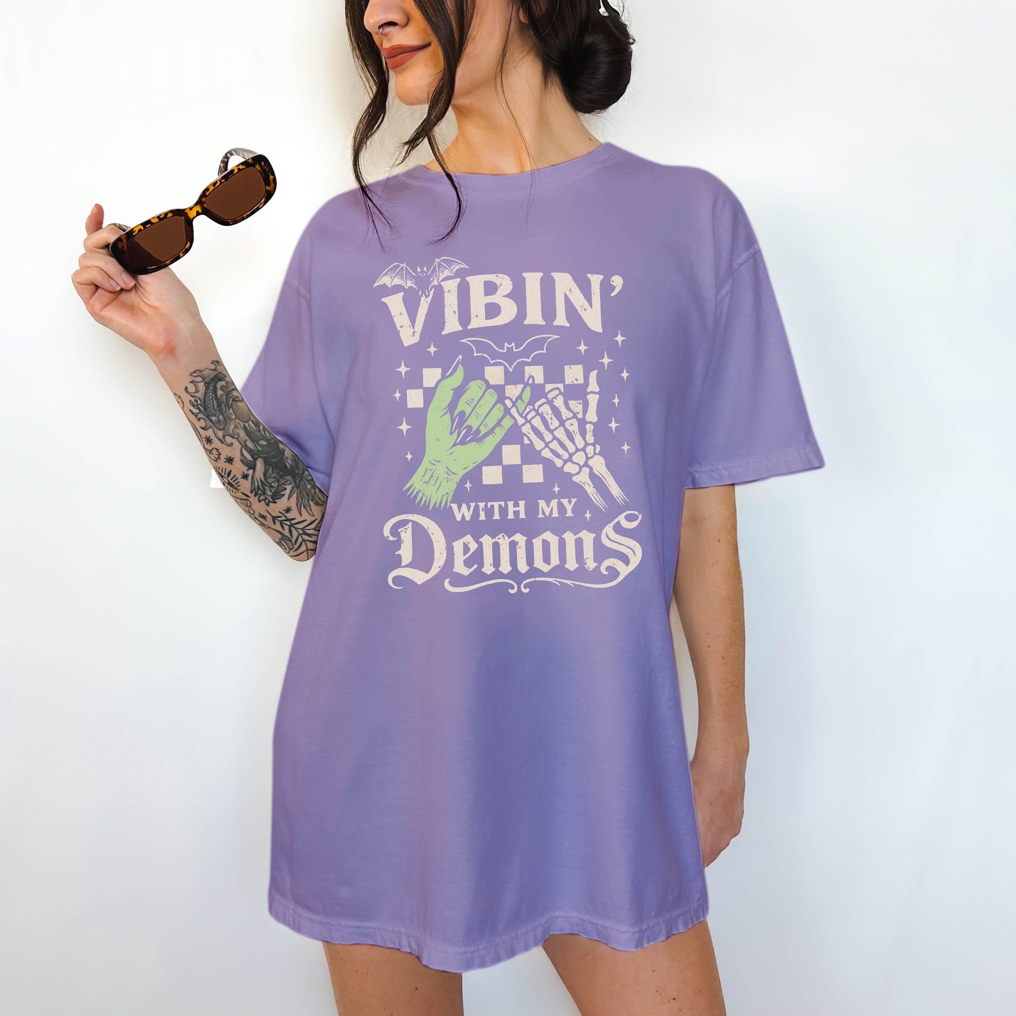 Vibin' With My Demons - Comfort Colors T-shirt, Funny Shirt, Dark Humor