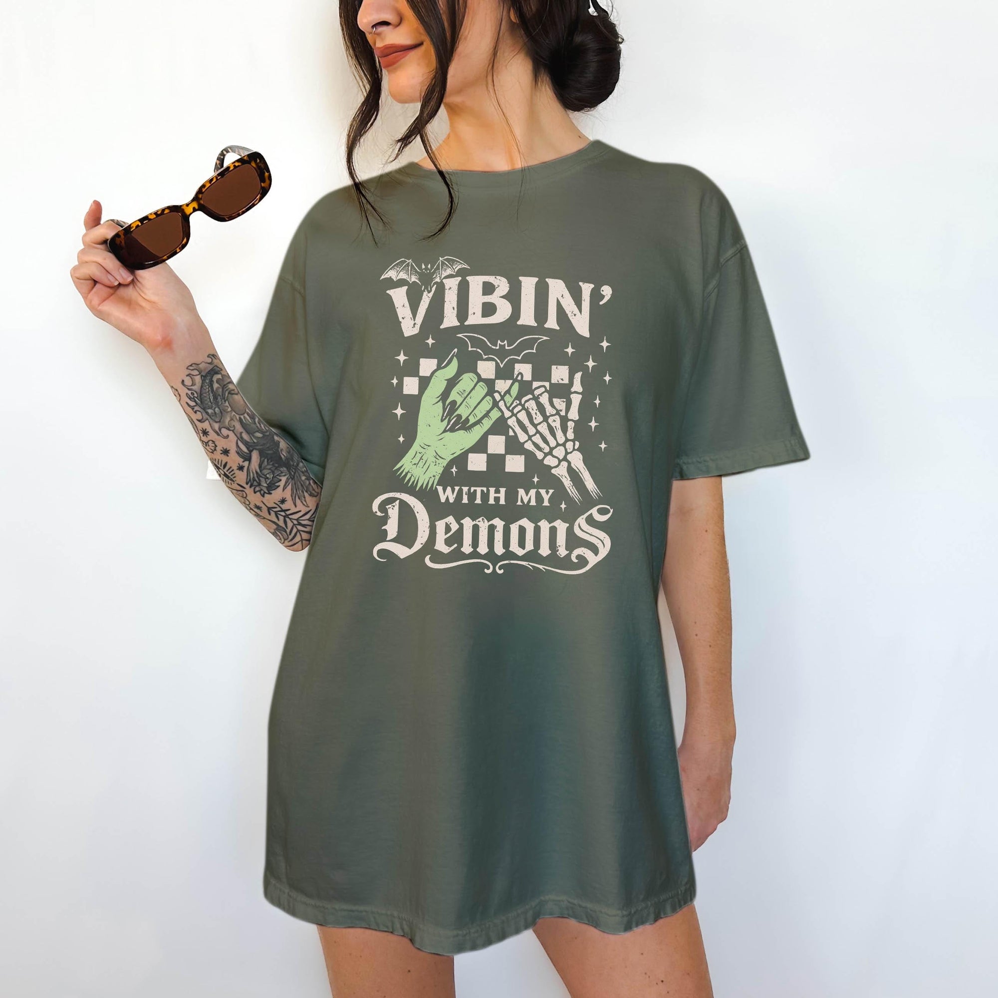 Vibin' With My Demons - Comfort Colors T-shirt, Funny Shirt, Dark Humor