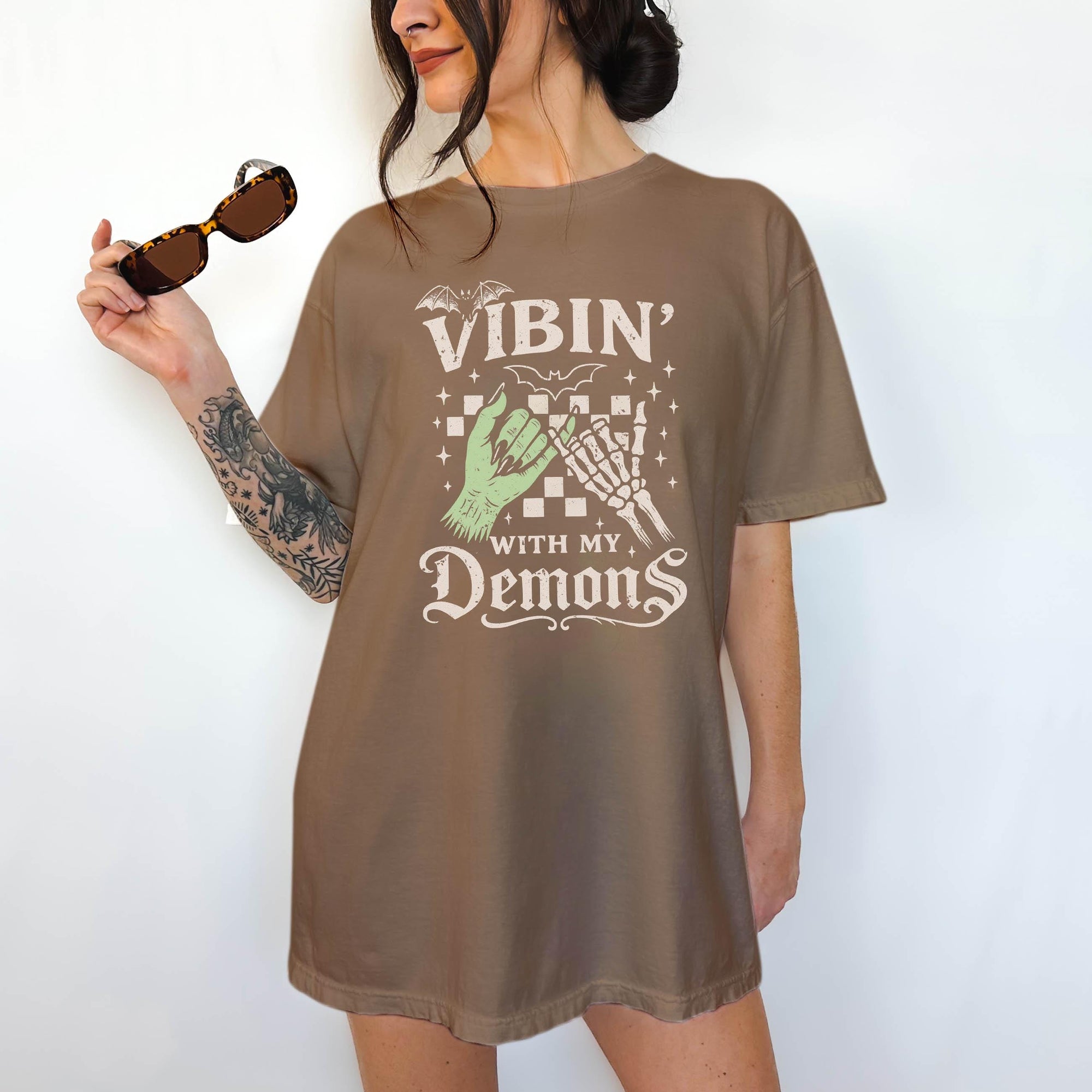 Vibin' With My Demons - Comfort Colors T-shirt, Funny Shirt, Dark Humor