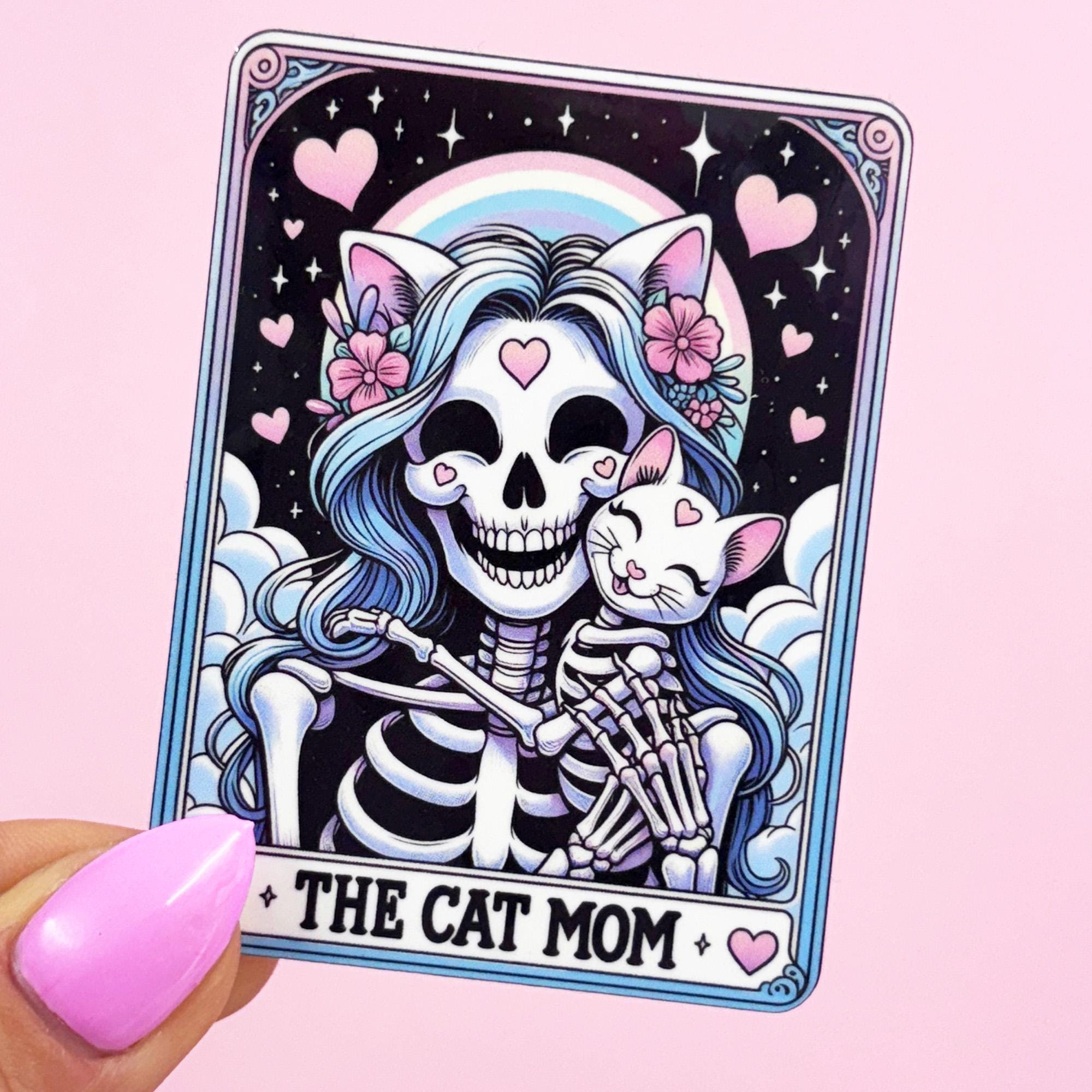 The Cat Mom Vinyl Tarot Card Sticker - Vinyl Water Resistant Sticker, Laptop Sticker, Phone Sticker, Water Bottle Sticker, Cute Decal