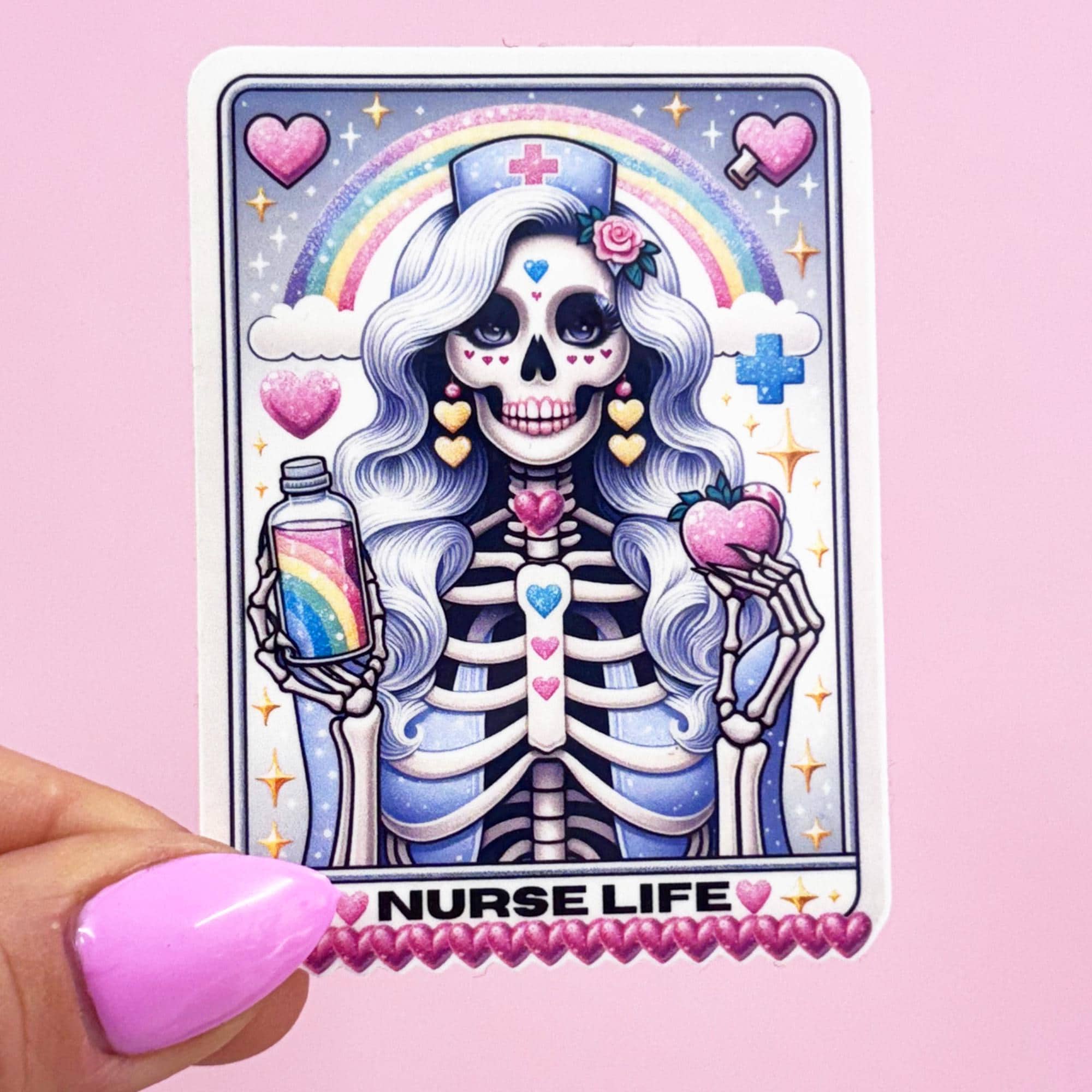 The Nurse Tarot Card Sticker - Vinyl Water Resistant Sticker, Laptop Sticker, Phone Sticker, Water Bottle Sticker, Cute Decal