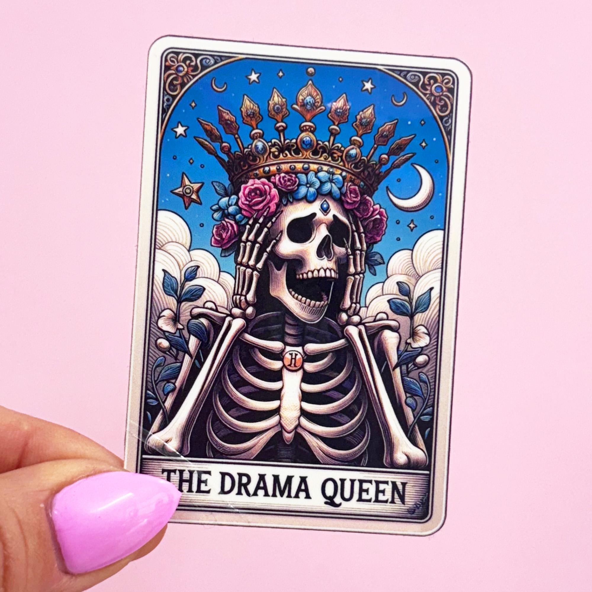 The Drama Queen Vinyl Tarot Card Sticker - Vinyl Water Resistant Sticker, Laptop Sticker, Phone Sticker, Water Bottle Sticker
