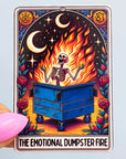 The Dumpster Fire Vinyl Tarot Card Sticker - Vinyl Water Resistant Sticker, Laptop Sticker, Phone Sticker, Water Bottle Sticker, Cute Decal