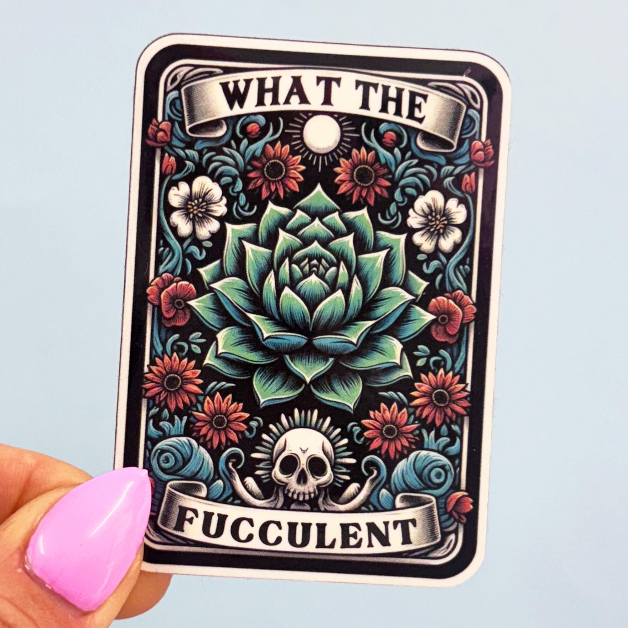 What the Facculent Vinyl Tarot Card Sticker - Vinyl Water Resistant Sticker, Laptop Sticker, Phone Sticker, Water Bottle Sticker, Cute Decal