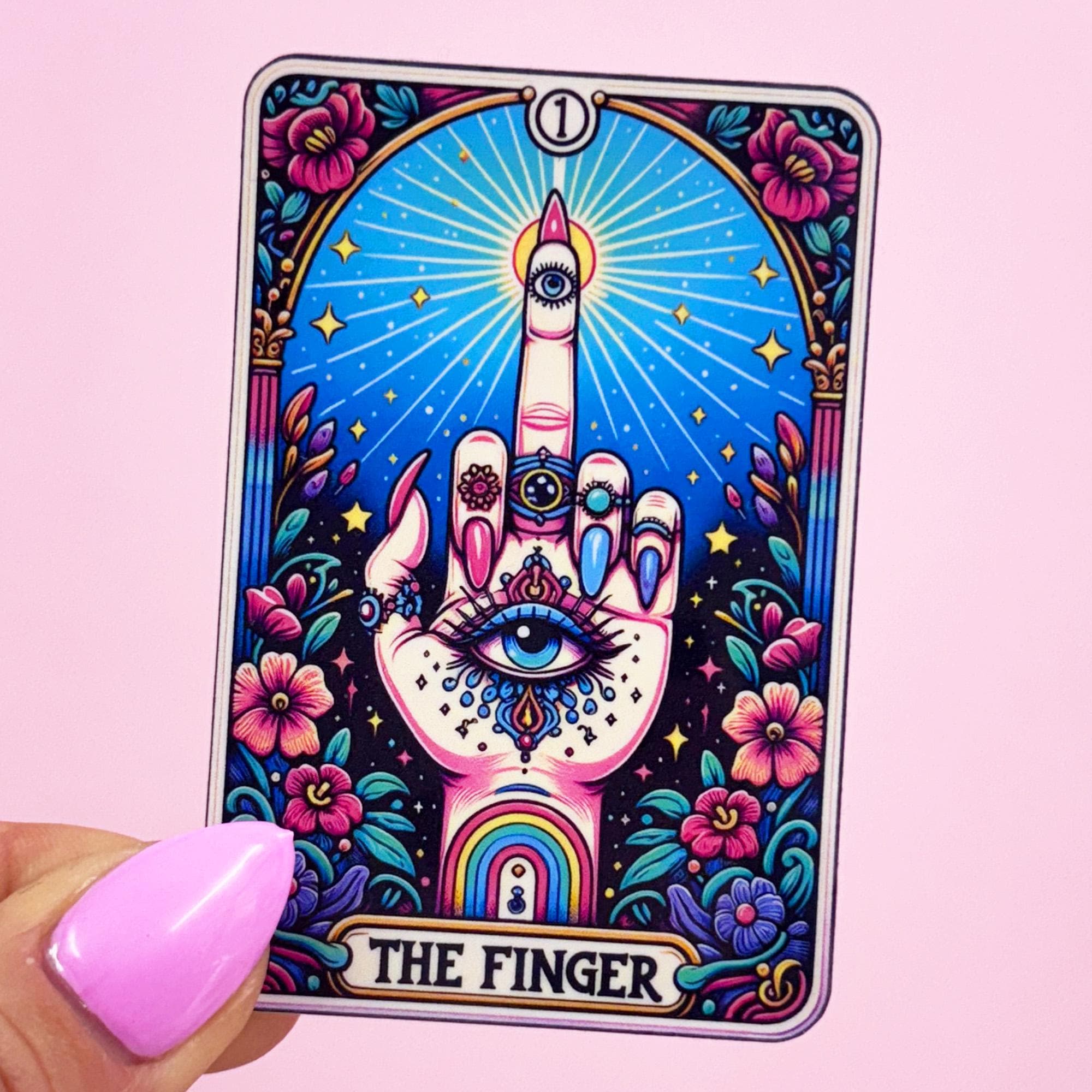 The Finger Vinyl Tarot Card Sticker - Vinyl Water Resistant Sticker, Laptop Sticker, Phone Sticker, Water Bottle Sticker, Cute Decal