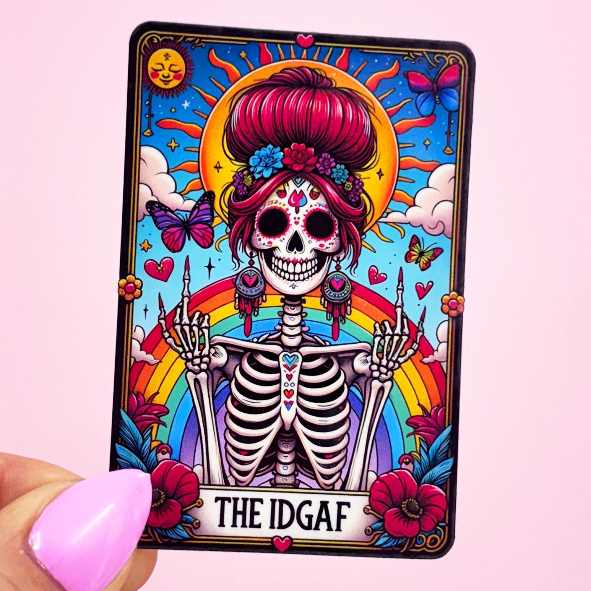 The IDGAF Tarot Card Sticker - Vinyl Water Resistant Sticker, Laptop Sticker, Phone Sticker, Water Bottle Sticker, Cute Decal