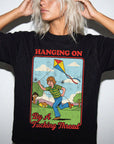 Hanging On By A Fucking Thread Comfort Colors T-Shirt, Funny Sarcastic Tee, Retro Vintage Graphic T-Shirt, Mental Health Humor Shirt,